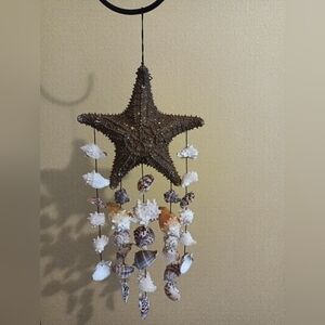 Natural Starfish and Sea Shell Hanging Decor/Wind Chime 23" Length